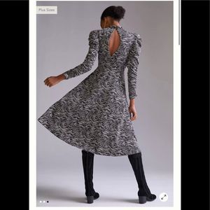 Anthropologie Puff-Sleeved Jacquard Midi Dress size 3X